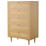 VEVOR 5 Drawer Rattan Dresser, Modern Closet Dresser for Bedroom, Natural Rattan Chest of Drawers with Metal Handles & Wooden Le