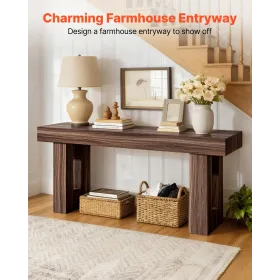 VEVOR 160 cm konsolbord, bondegårdsskrivebord bag sofaen, trærektanglet indgangspult, smalt langt sofabord med accentstativ