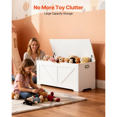 VEVOR Kids Storage Bench, Wooden Toy Box Chest, Large Storage Cabinet with Safety Hinge, Toddlers Storage Bench for Playroom, Li