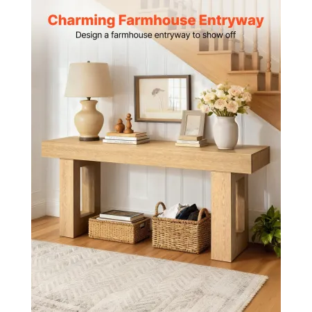 VEVOR 160 cm Console Table, Farmhouse Desk Behind the Couch, Wooden Rectangle Entrance Desk, Narrow Long Sofa Table Accent Stand