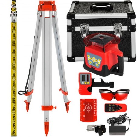 Red Rotary Laser Level Self Leveling Measuring Automatic Self-leveling laser level 360-degree Rotary Scanning 500m + Tripod +