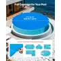VEVOR Solar Pool Cover, 7.32m Round Pool Bubble Cover, 12 Mil Pools Solar Blanket with Bubble & PE Material, Daytime Heat Absorp