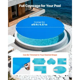 Solar Pool Cover, 4,57 m Rund Pool Boble Cover, 12 Mil Pools