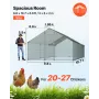VEVOR Metal Chicken Coop, 9.8x19.6x6.5 ft Large Walk-in Chicken Runs with Cover, Spire Roof Hen House Enclosure with Security Lo