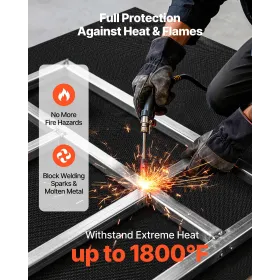 VEVOR Welding Blanket Roll, 45.7 x 1.5m Silicone Coated Fiberglass Welding Blanket, Up to 1800°F Heat Resistant Safety Protectio