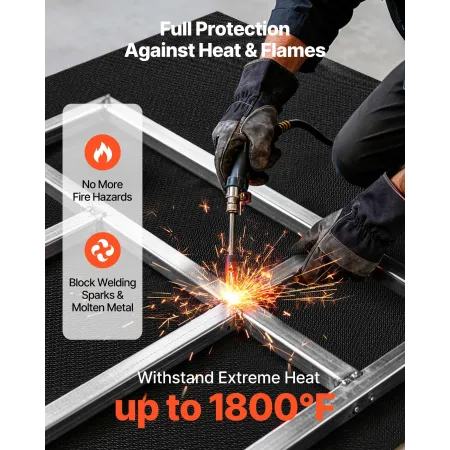 VEVOR Welding Blanket Roll, 45.7 x 1.5m Silicone Coated Fiberglass Welding Blanket, Up to 1800°F Heat Resistant Safety Protectio
