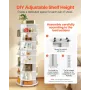 7 Tier Rotating Shoe Rack Tower with Adjustable Shelves, Movable 360° Spinning Carousel Display with Wheels, Lazy Susan Organize