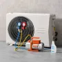 AC Vacuum Pump and Gauge Set, 4.5 CFM 127 L/min, Single Stage Rotary Vane HVAC Vacuum Pump, Manifold Gauge Kit, for R134a R22 R4