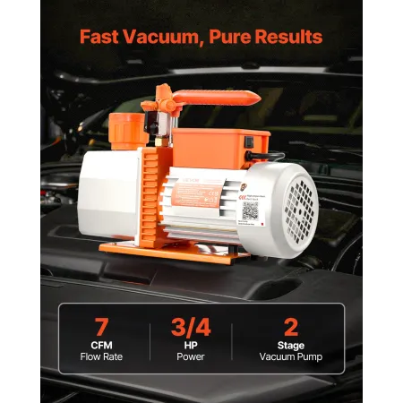 Vakuumpumpe, 7 CFM 198 L/min, HVAC To-trins roterende vinge AC