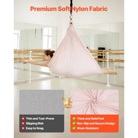 Aerial Yoga Hammock, 136.07 kg Load Aerial Silk, Yoga Swing with Nylon Fabric, PE Zipper Bag for Parent-Child Interaction, Stren