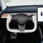 Steering Wheel for 2016-2023 Tesla Model 3, Carbon Fiber Steering Wheel D-Shaped Flat-Bottom with Heating Function, Leather Grip