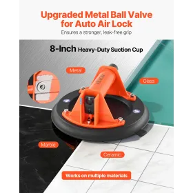 Vacuum Suction Cup, 203 mm Vacuum Glass Lifter with ABS Handle, 180 kg Max Lifting Capacity Tile Suction Cup Tool with Carrying 