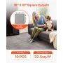 VEVOR Carpet Tiles 457x457 mm, 10 Pack Carpet Square Rug Detachable & Damage-free, Self Adhesive Home Floor Soft Plush Padded fo