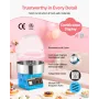 VEVOR Electric Cotton Candy Machine, 1000W Commercial Floss Maker With Cover, Commercial Cotton Candy Machine w/Stainless Steel 