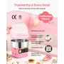 Electric Cotton Candy Machine, 1000W Electric Floss Maker With Cover, Commercial Cotton Candy Machine w/Stainless Steel Bowl & S
