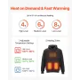 VEVOR Heated Sweatshirt Hættetrøje til Mænd Kvinder, Opvarmet Jakke Unisex med 7,4V 16000mAh genopladelig Power Bank Pack, 5