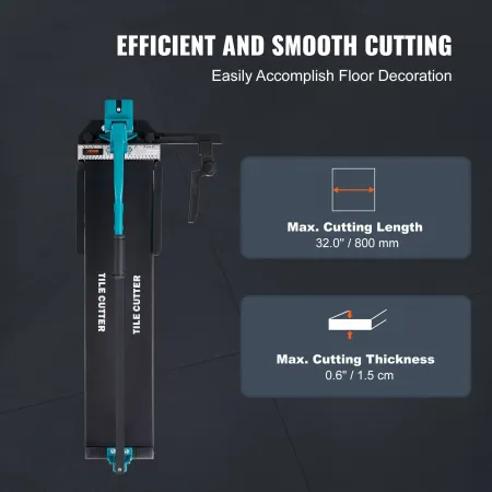 Manual Tile Cutter, 800mm, Porcelain Ceramic Tile Cutter with Tungsten Carbide Cutting Wheel, Infrared Positioning, Anti-Skid Fe