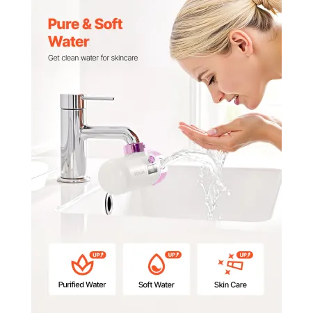 VEVOR Skincare Water Filter, Faucet Mount Water Filters with Micro-nano Bubble for Skin, Sink Tap Purifier, Removes Chlorine wit