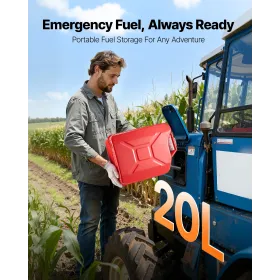 VEVOR Metal Fuel Container, 20 L, Fuel Jerry Can with Spout and Comfort Handle, 6 L/min Max Flow Rate, Leakproof & Corrosion-res