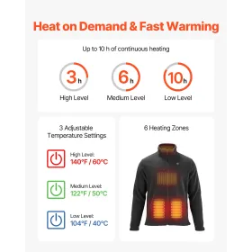 opvarmet fleecejakke til mænd, opvarmet sweatshirt med 7,4V