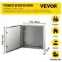 NEMA Steel Enclosure, 60x60x20 cm NEMA 4X Steel Electrical Box, IP66 Waterproof & Dustproof, Outdoor/Indoor Electrical Junction 