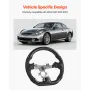 VEVOR Steering Wheel for 2007-2013 Infiniti G37, Carbon Fiber Steering Wheel D-Shaped Flat-Bottom, Leather Grip with Non-Slip Te