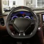 Steering Wheel for 2007-2013 Infiniti G37, Carbon Fiber Steering Wheel D-Shaped Flat-Bottom, Leather Grip with Non-Slip Texture 