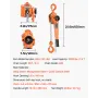 manuel kædetalje, 1-1/2T 1500KG Kapacitet Heavy Duty Come