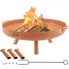 Fire Pit Bowl, 30-Inch Deep Round Carbon Steel Fire Bowl, Wood Burning for Outdoor Patios, Backyards & Camping Uses, with A