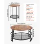 VEVOR 3 Pieces Round Coffee Table Sets, 80 cm Industrial Living Room Table with 2 End Side Tables, Easy Assembly Coffee and End 