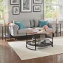 3 Pieces Round Coffee Table Sets, 80 cm Industrial Living Room Table with 2 End Side Tables, Easy Assembly Coffee and End Tables