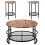VEVOR 3 Pieces Round Coffee Table Sets, 80 cm Industrial Living Room Table with 2 End Side Tables, Easy Assembly Coffee and End 