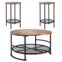 3 Pieces Round Coffee Table Sets, 80 cm Industrial Living Room Table with 2 End Side Tables, Easy Assembly Coffee and End Tables