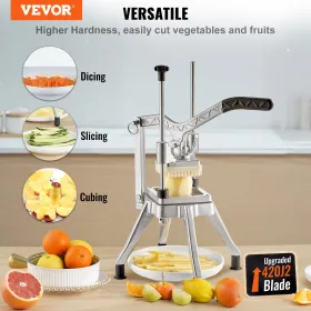 Commercial Chopper with 4 Replacement Blades Commercial Vegetable Chopper Stainless Steel French Fry Cutter Potato Dicer &