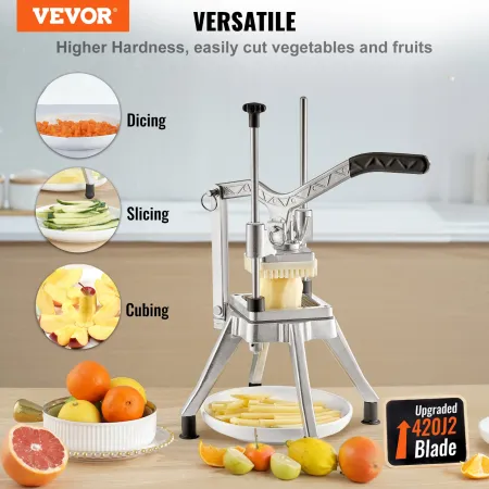 Commercial Chopper with 4 Replacement Blades Commercial Vegetable Chopper Stainless Steel French Fry Cutter Potato Dicer & Slice