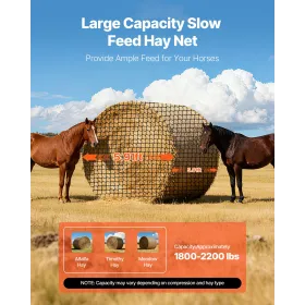 VEVOR Round Bale Hay Net, 1.8 x 1.8 x 1.8 m, 42 x 42 mm Holes, PE Material, Knotless Design, with Zip Ties, Needle Shuttle, Repa