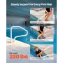 Pool Rail, 122 x 81.3 cm Pool Handrail, 100kg Load Capacity Heavy Duty Stainless Steel Swimming Handrail, Seamless Welding, Rece