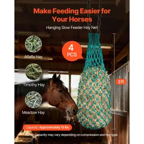 VEVOR hønet til heste, 4 STK, 0,9 m forlænget længde, 38 x 38 mm huller, PE-materiale, med fire karabinhager, hængende langsomt