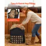 Hay Bag for Horses, 55 x 18.5 x 64 cm, 46 x 46 mm Holes, Premium Nylon Construction with PVC Waterproof Coating, Adjustable Hang