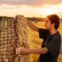 Round Bale Hay Net, 1.5 x 1.5 x 1.5 m, 44.45 x 44.45 mm Holes, PE Material, Reinforced Knotted Design, with Zip Ties, Needle Shu