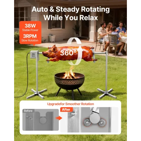 Rotisserie Grill, AC220-240V 8 Niveau Højde Elektrisk