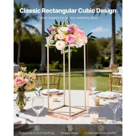 VEVOR Wedding Flower Stand, 10PCS 60cm Column Flower Stand, Floral Stands with Hidden Screw, Rectangular Cubic Floral Display Ra