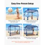 Beach Cabana, 2.4 x 2.4 m Beach Canopy with Side Wall, UPF 50+ Protection Easy Setup Cabana Tent with Sand Pockets, Adjustable H