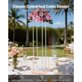 VEVOR Wedding Flower Stand, 10PCS 80cm Column Flower Stand, Floral Stands with Acrylic Laminate, Cylindrical Cubic Floral Displa