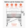 Rotisserie Grill, 38W BBQ Outdoor Pig & Lamb Spit Roaster, Charcoal Spit Roaster with 60 kg Load Capacity & 7-Level Height, Stai