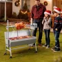 Rotisserie Grill, 38W BBQ Outdoor Pig & Lamb Spit Roaster, Charcoal Spit Roaster with 60 kg Load Capacity & 7-Level Height, Stai
