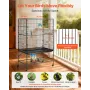 VEVOR Bird Cage, 930 x 580 x 1510 mm, Flat Top, Wrought Iron Bird Flight Cage with Perches, Slide-Out Tray and Plastic Feeders, 