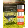 Bird Cage, 930 x 580 x 1510 mm, Flat Top, Wrought Iron Bird Flight Cage with Perches, Slide-Out Tray and Plastic Feeders, for Bl