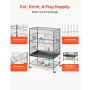 Bird Cage, 930 x 580 x 1510 mm, Flat Top, Wrought Iron Bird Flight Cage with Perches, Slide-Out Tray and Plastic Feeders, for Bl