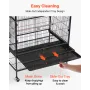 Bird Cage, 930 x 580 x 1510 mm, Flat Top, Wrought Iron Bird Flight Cage with Perches, Slide-Out Tray and Plastic Feeders, for Bl